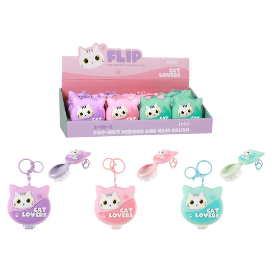 Spazzola con specchio pieghevole Cat - Itotal