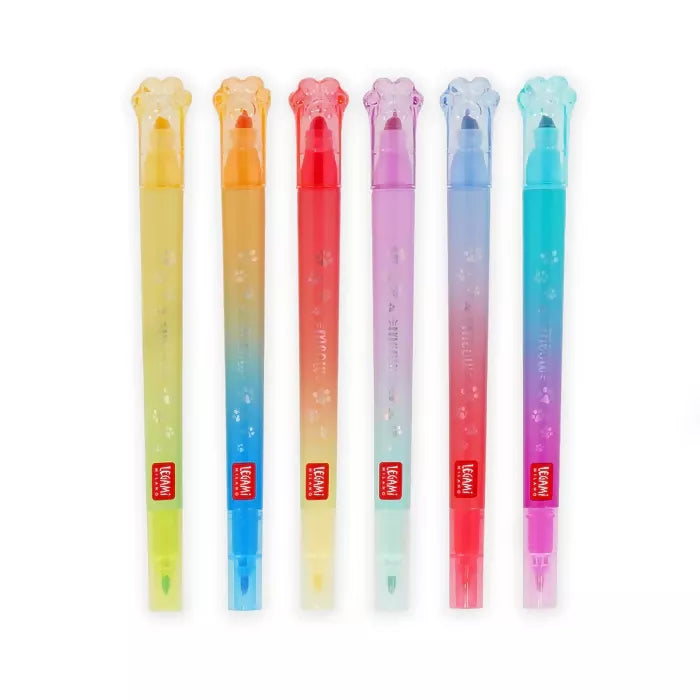 Set di 6 Pennarelli Doppia Punta con Colori Sovrascrivibili - Meow