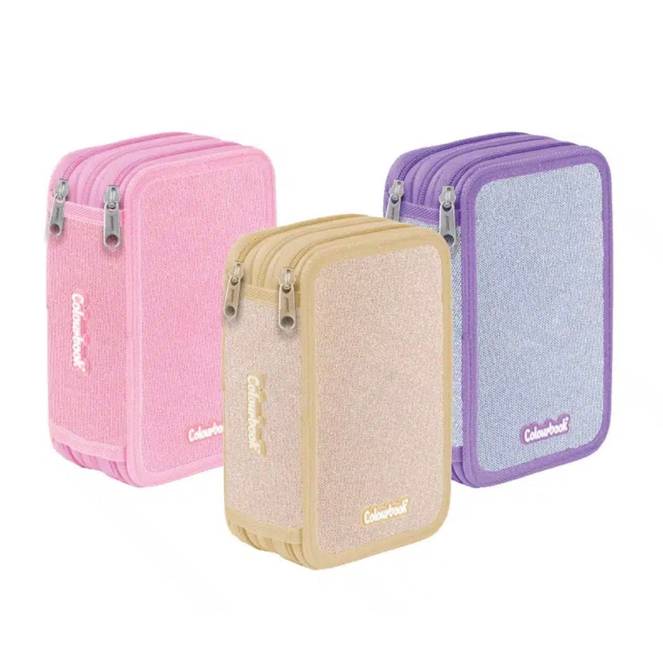 Astuccio 3 zip Glitter - Colourbook