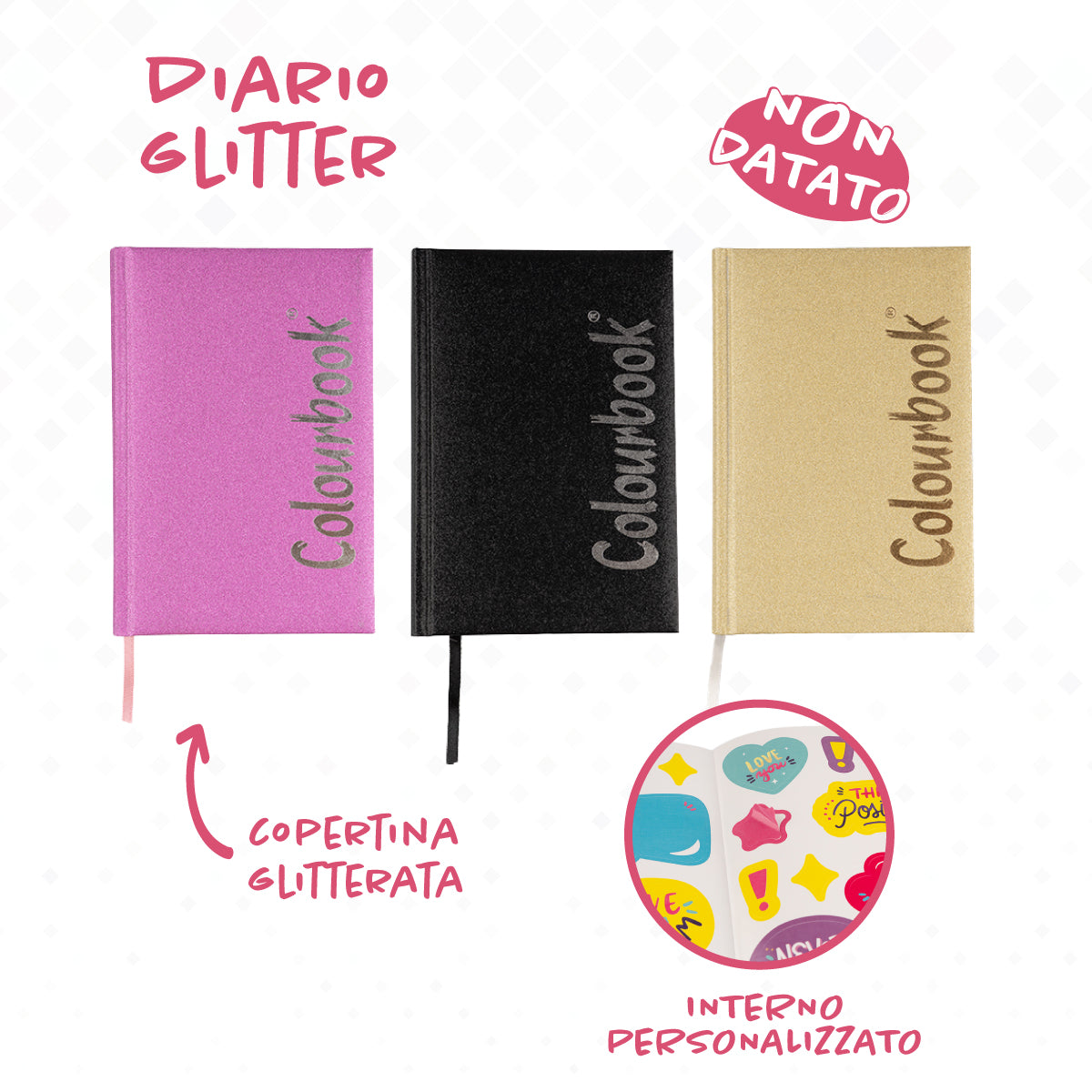 Diario Scuola Glitter 2026-27 Non Datato - Colourbook
