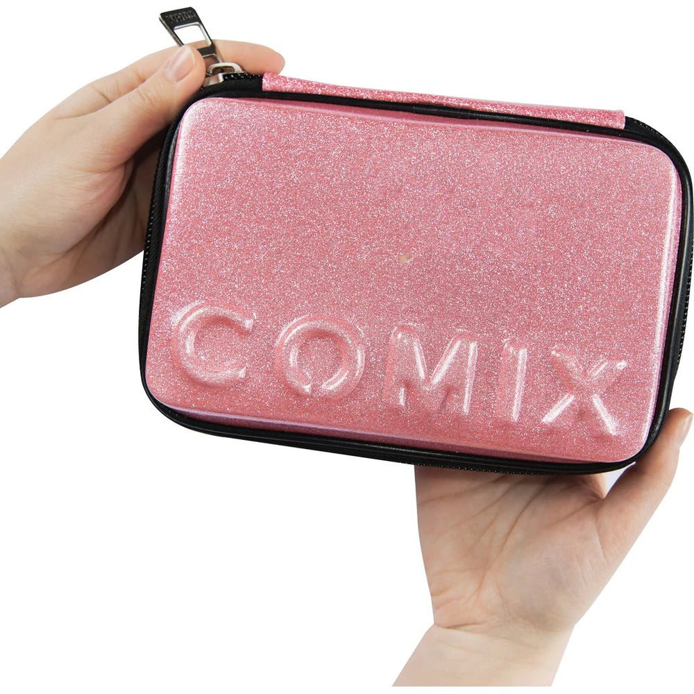 Astuccio Corredo Maxi Zip Glitter Rosa - Comix