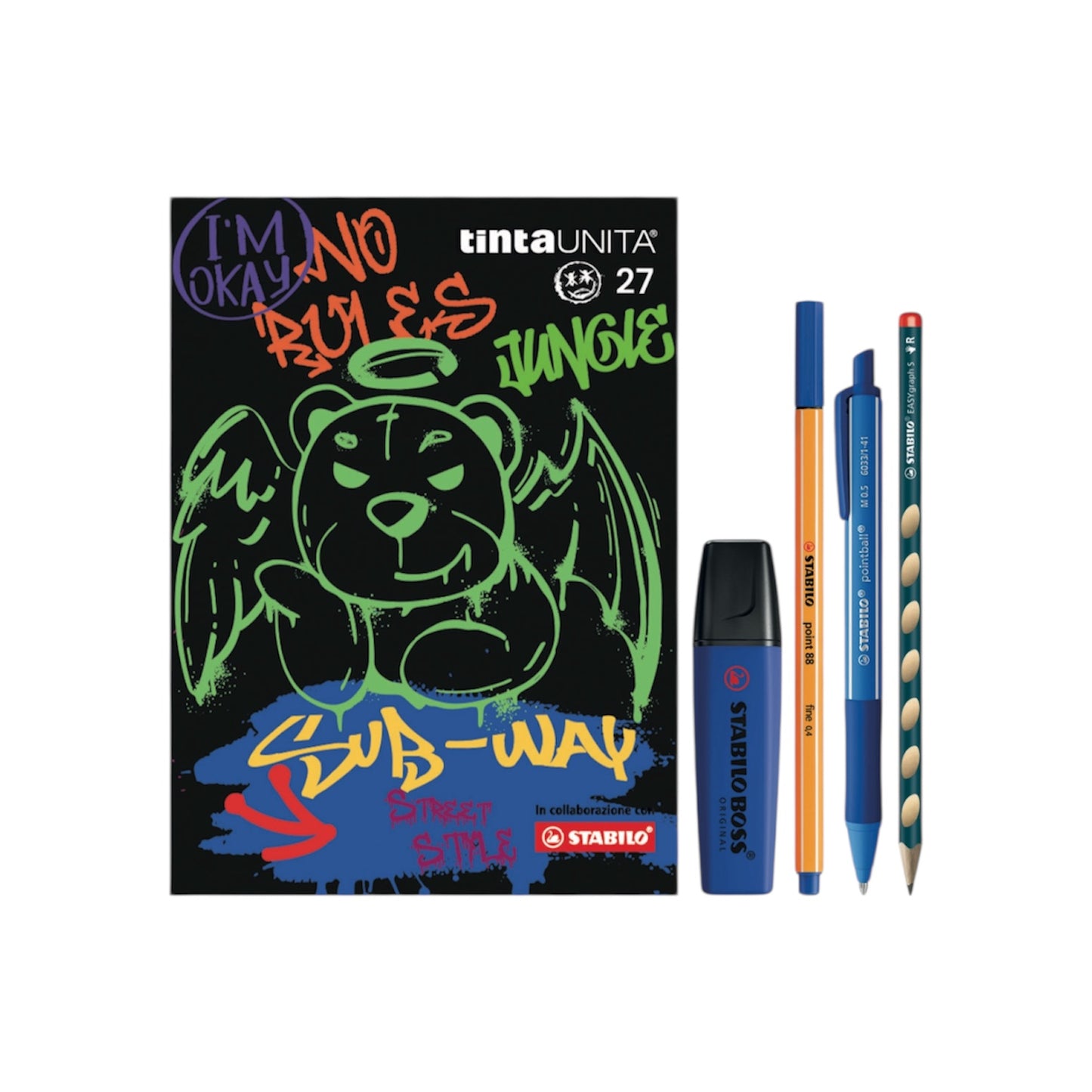 Diario 2026/27 con Bustina Tinta Unita x Stabilo