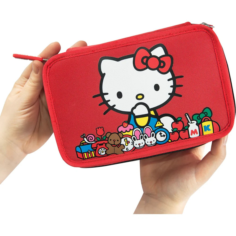Astuccio 3 zip Hello kitty Rosso