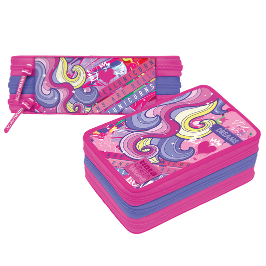Astuccio 3 Zip Unicorno - Tinta Unita Young