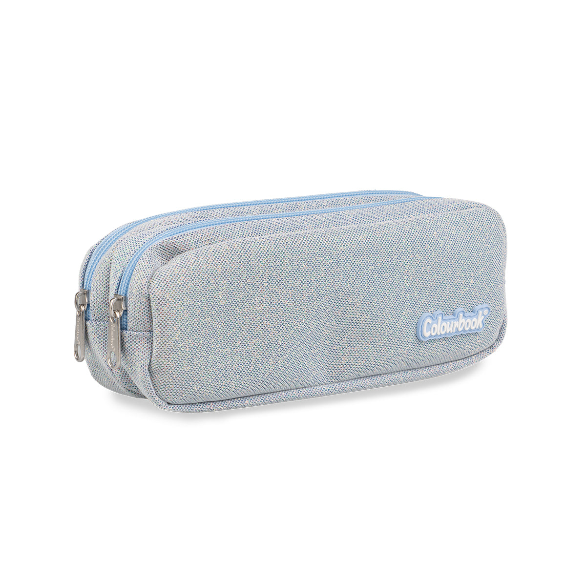 Astuccio 2 Zip Azzurro Glitter - Colourbook
