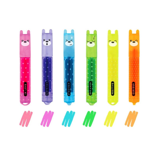 Set di 6 Mini Evidenziatori - Teddy's Mood LEGAMI