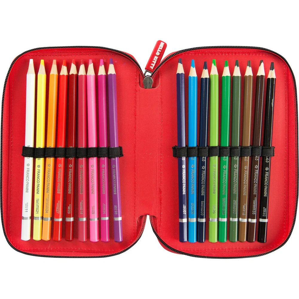 Astuccio 3 zip Hello kitty Rosso