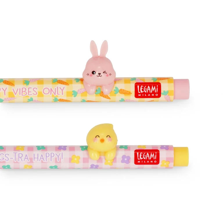 Set di 2 Penne Gel con Animaletto Decorativo - Lovely Friends - Hoppy Easter