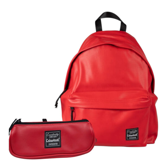 Zaino + Astuccio Leatherlike Rosso - Colourbook