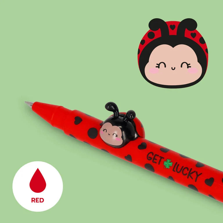 Penna Gel con Animaletto Decorativo Ladybug "Get Lucky" - Lovely Friends