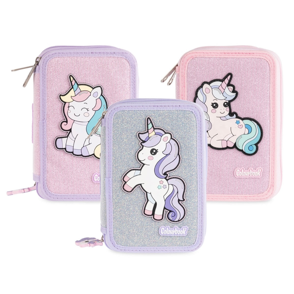 Astuccio 3 zip Unicorn