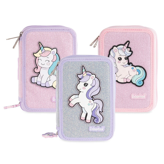 Astuccio 3 zip Unicorn