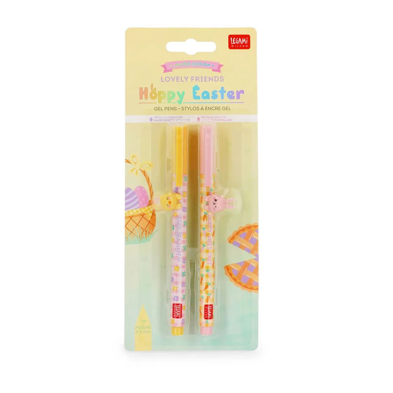 Set di 2 Penne Gel con Animaletto Decorativo - Lovely Friends - Hoppy Easter