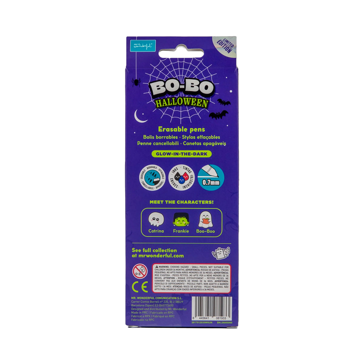 Set di 3 penne cancellabili Bo-Bo - Glow in the dark - Mr. Wonderful