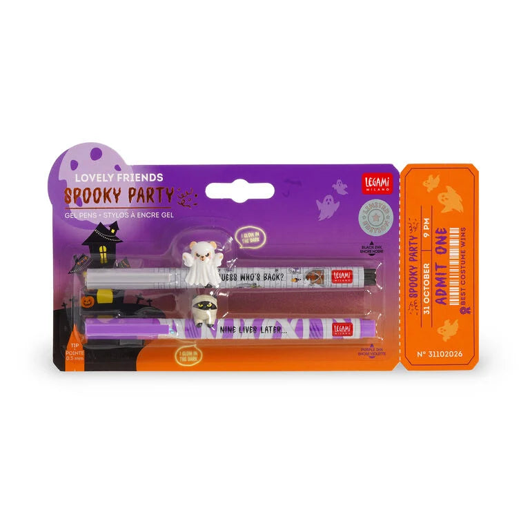 Set di 2 Penne Gel con Animaletto Decorativo - Lovely Friends - Spooky Party