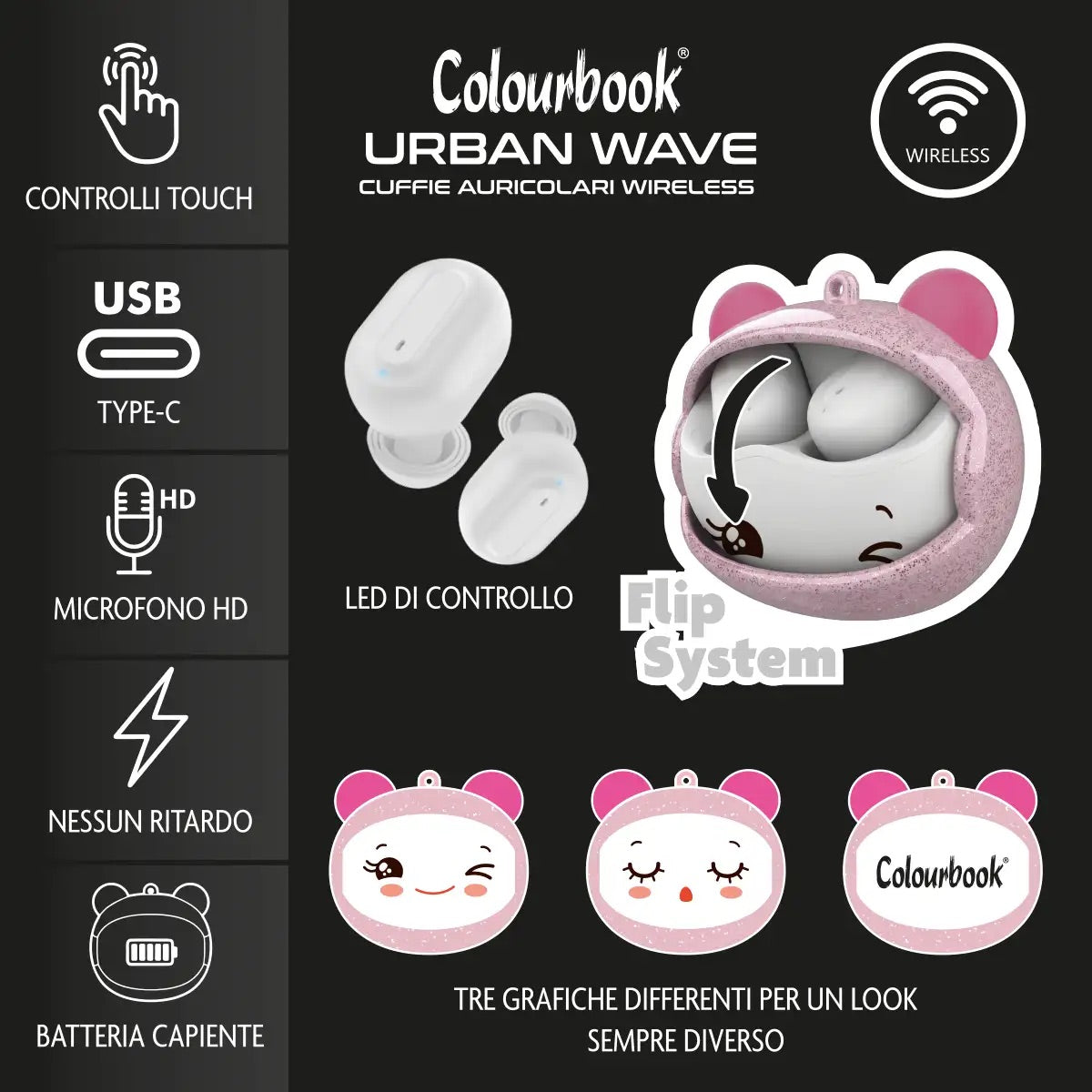 Auricolari Bluetooth 5.3 Glitter Wave - Colourbook