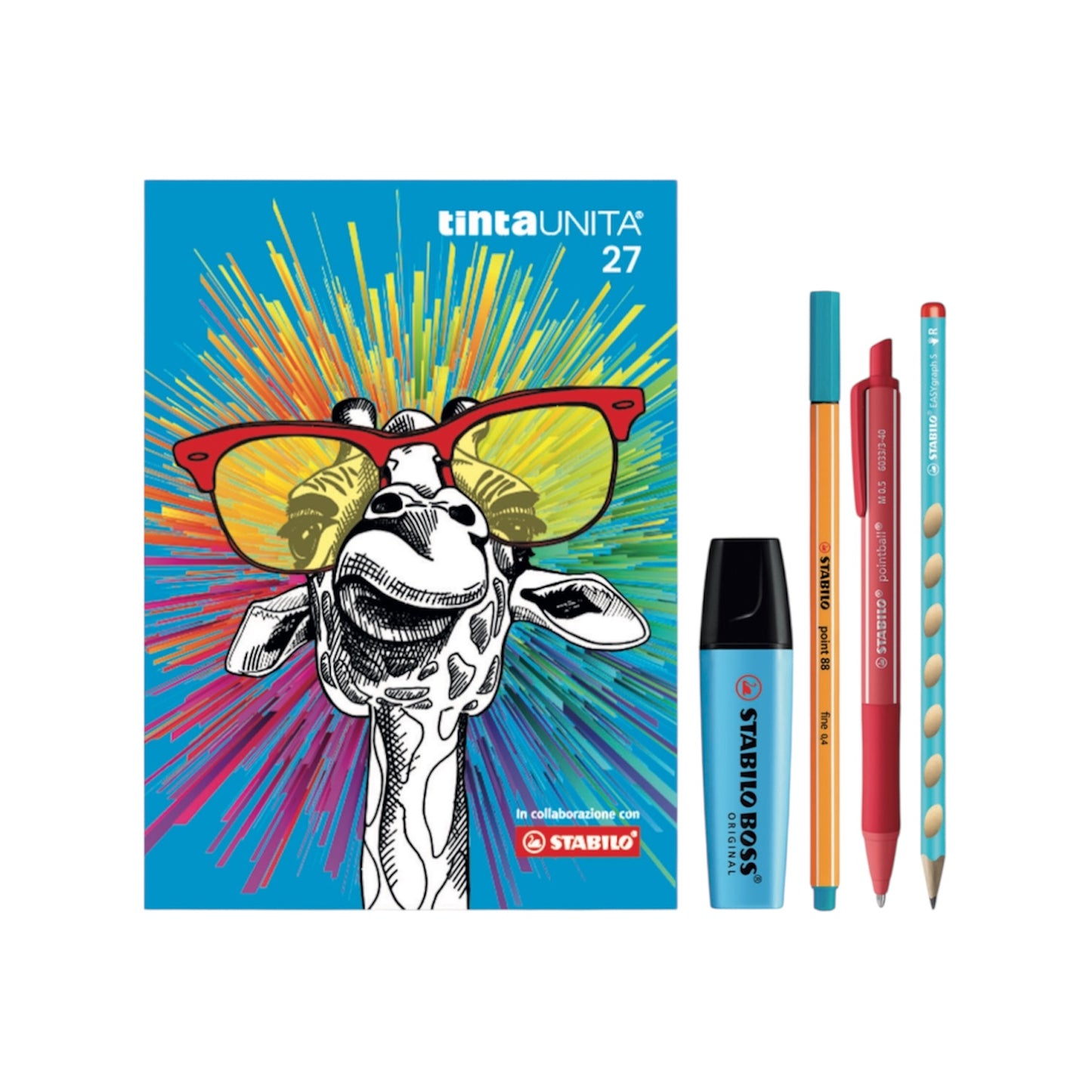 Diario 2026/27 con Bustina Tinta Unita x Stabilo