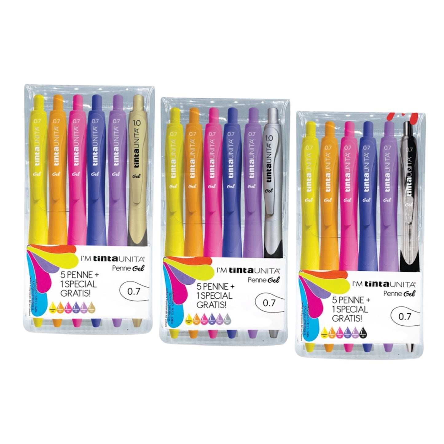 Confezione 5+1 Penne gel 0.7 Tinta Unita I’M