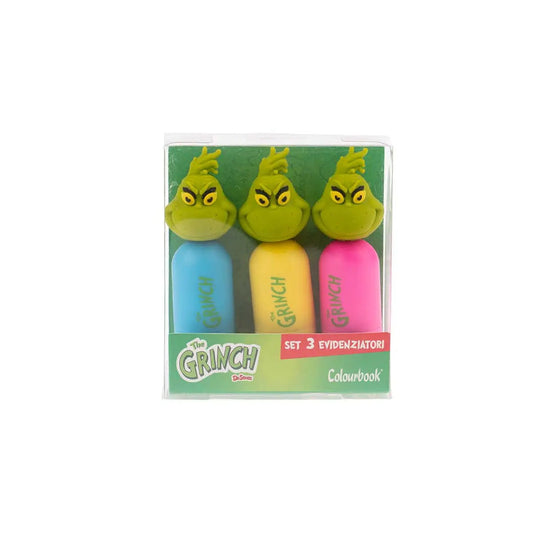Set 3 evidenziatori The Grinch con Testa 3D – Tratto fluo