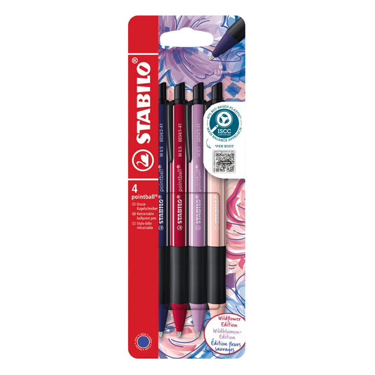 Set 4 Penne Pointball Wildflower Edition - Ink Blu - Stabilo