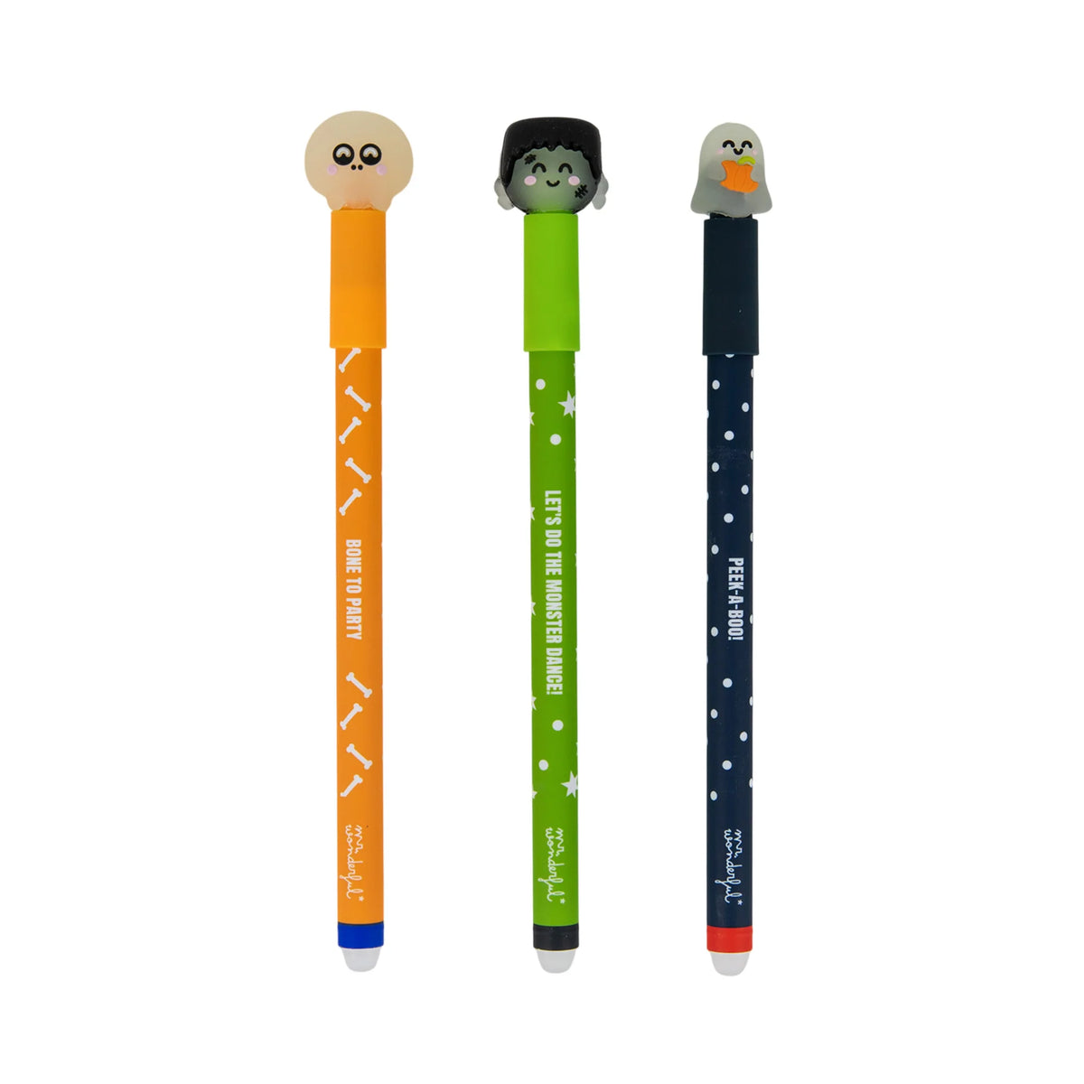 Set di 3 penne cancellabili Bo-Bo - Glow in the dark - Mr. Wonderful