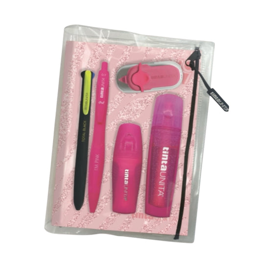 Diario 12 Mesi Datato Glitter Rosa Animalier - Tinta Unita