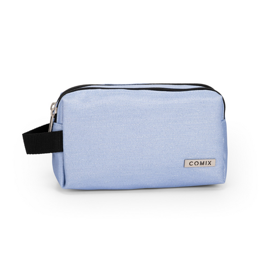 Astuccio 2 Zip Lurex Azzurro - Comix
