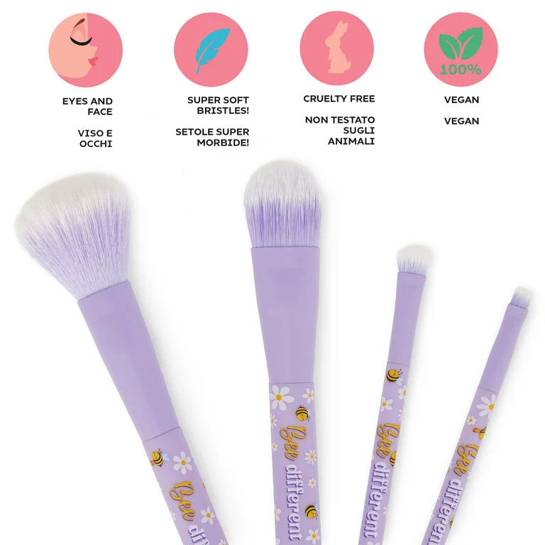 Set di 4 Pennelli per il Trucco Bee - Oh My Glow!￼