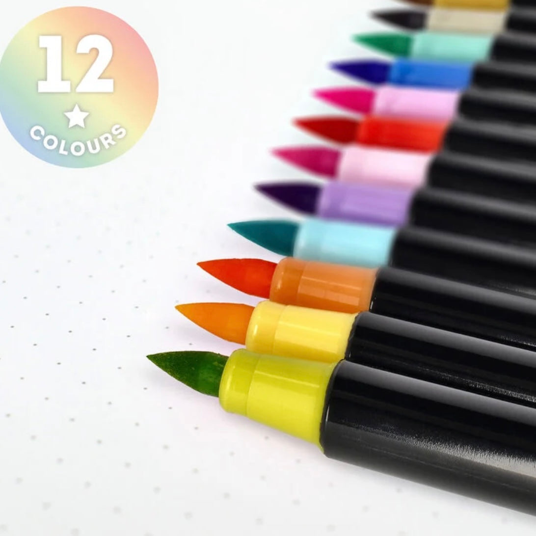 Set di 12 Pennarelli con Punta Pennello - Brush Markers LEGAMI