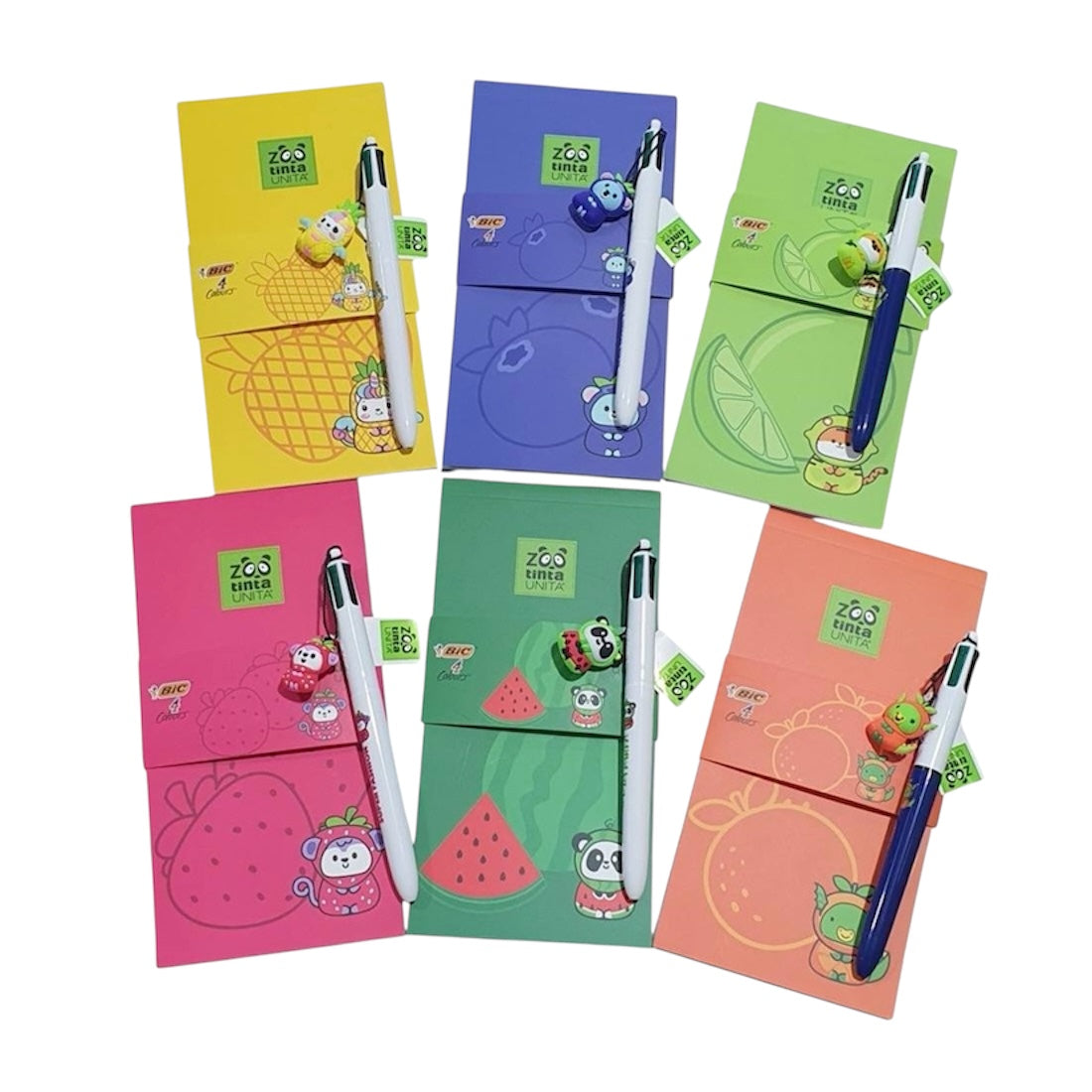 Penna Bic 4 Colori con Notes Tinta Unita Zoo Fruit