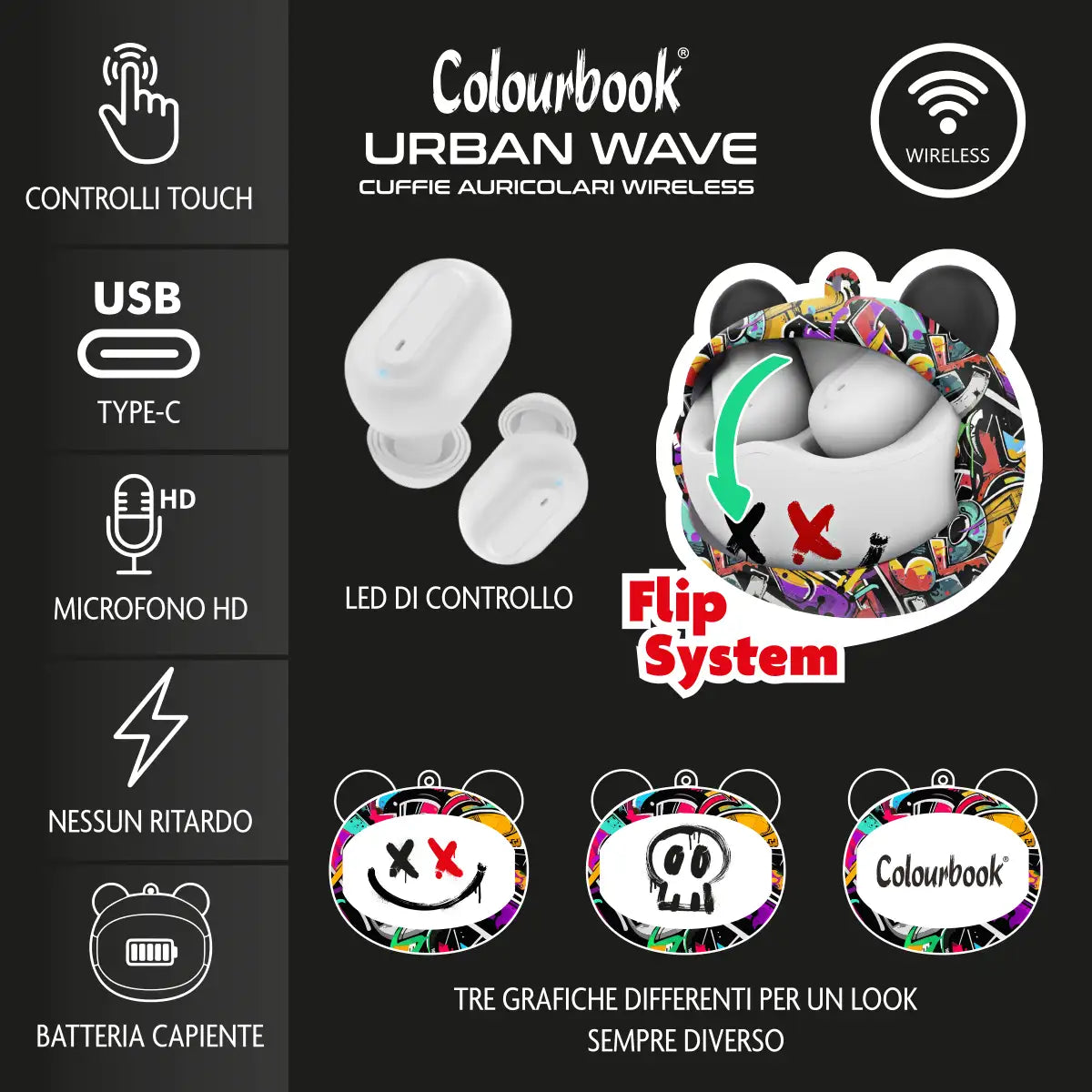 Auricolari Bluetooth 5.3 Urban Wave - Colourbook