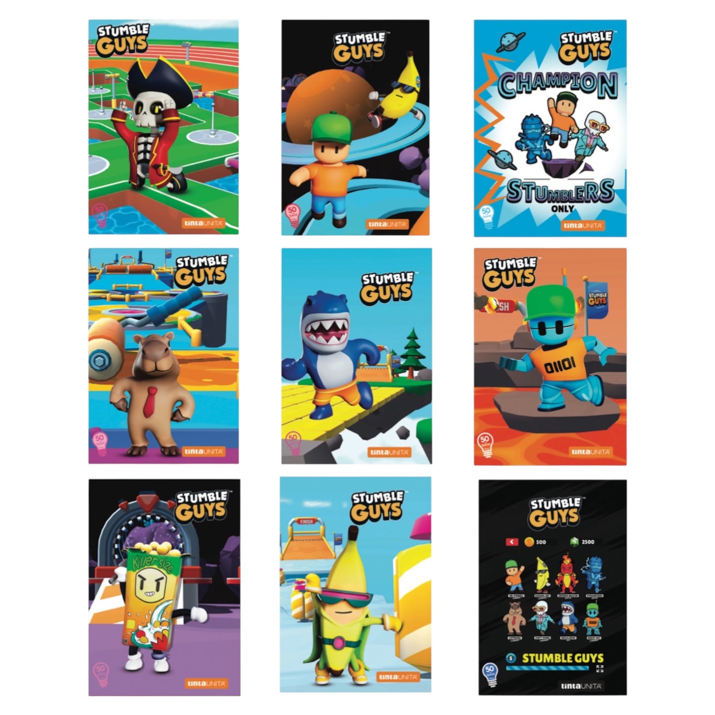 Set 3 Quaderni Stumble Guys - Tinta Unita