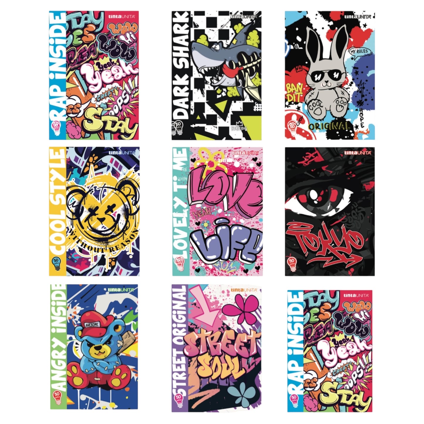 Set 3 Quaderni Graffiti - Tinta Unita