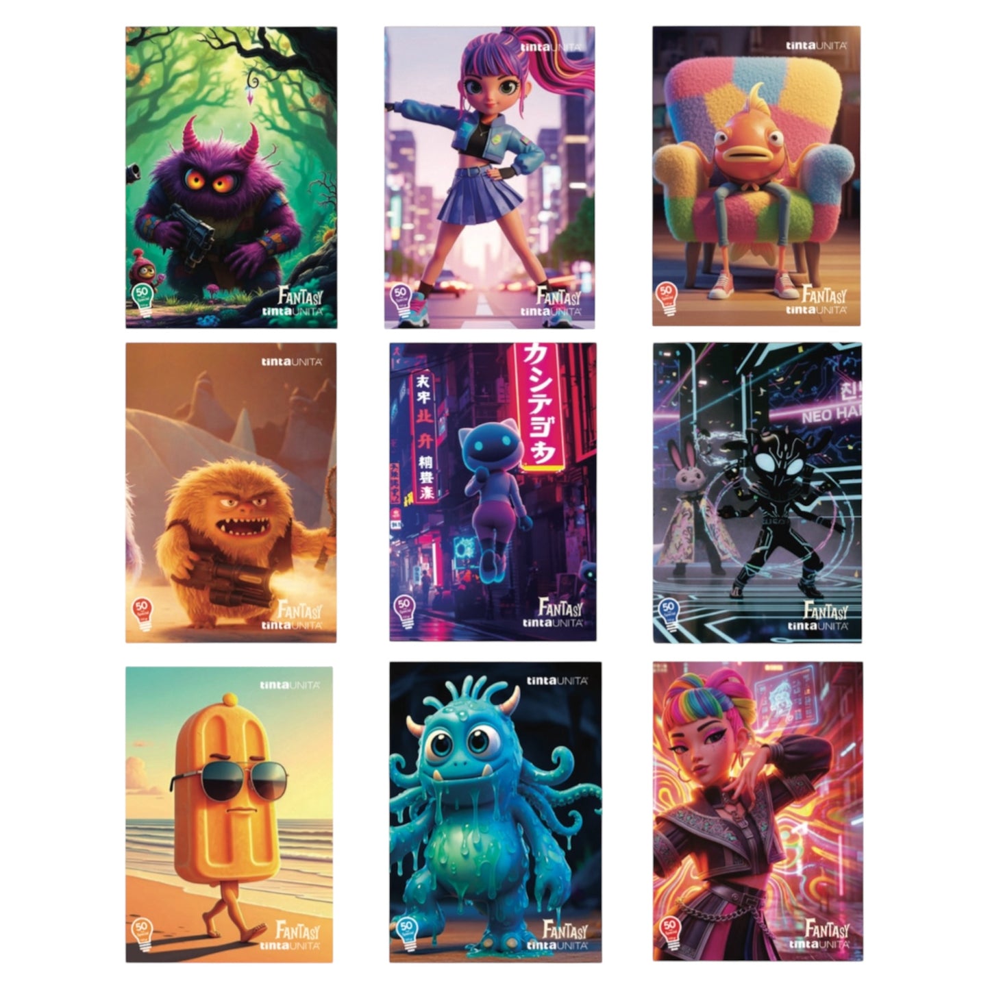 Set 3 Quaderni Fantasy - Tinta Unita